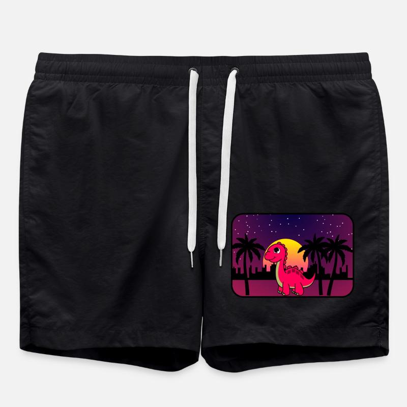 Dino Retro Wave - Swim Trunks - black
