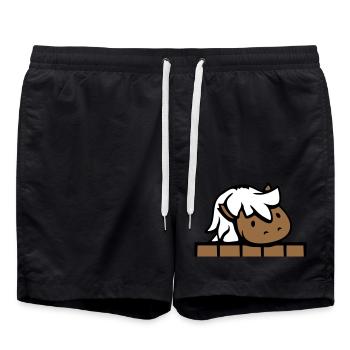Horse Hidden Behind Fence Wooden Wall Stable Door - Swim Trunks - black - Front - AI Model Male 185 light (185cm)