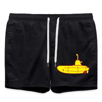 2 colours - Rot-Gelbes U-Boot - Red-Yellow - Badeshorts - Schwarz - Vorne - AI Model Male 185 light (185cm)