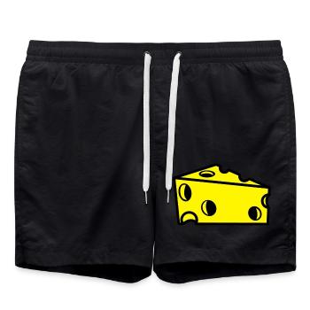Schweizer Käse mit Löchern, in Scheiben - Badeshorts - Schwarz - Vorne - AI Model Male 185 light (185cm)