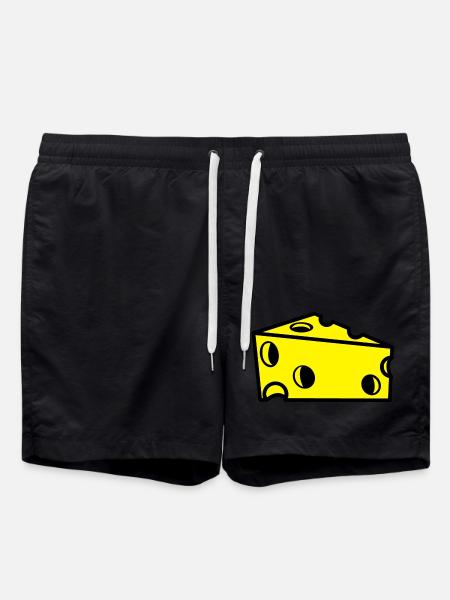 Schweizer Käse mit Löchern, in Scheiben - Badeshorts - Schwarz