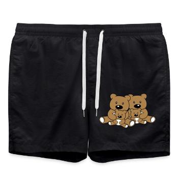 familie geschwister kinder papa mama baby junges l - Badeshorts - Schwarz - Vorne - AI Model Male 185 light (185cm)