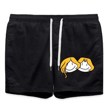 sisters head face girlfriend 2 friends team ge - Swim Trunks - black - Front - AI Model Male 185 light (185cm)