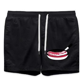 pan fry bacon ham meat delicious hung - Swim Trunks - black - Front - AI Model Male 185 light (185cm)