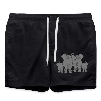 bande dessinée famille amour couple couples 2 bébé enfant klei - Short de bain - noir - Devant - AI Model Male 185 light (185cm)