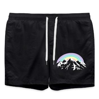 Regenbogen und Berge - Badeshorts - Schwarz - Vorne - AI Model Male 185 light (185cm)
