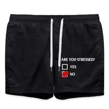 Est-ce que vous êtes stressé ? - T’es stressé ? - Short de bain - noir - Devant - AI Model Male 185 light (185cm)