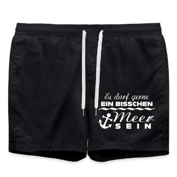 es darf gerne ein bisschen mehr sein Spruch ostsee - Badeshorts - Schwarz - Vorne - AI Model Male 185 light (185cm)