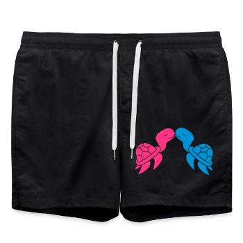 romantic couple couple love in love kiss kiss 2 fr - Swim Trunks - black - Front - AI Model Male 185 light (185cm)
