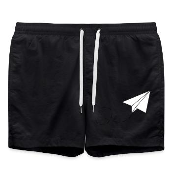 PAPIER FLYER - Short de bain - noir - Devant - AI Model Male 185 light (185cm)