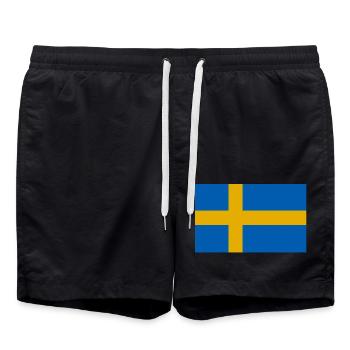 Drapeau de la Suède - Short de bain - noir - Devant - AI Model Male 185 light (185cm)