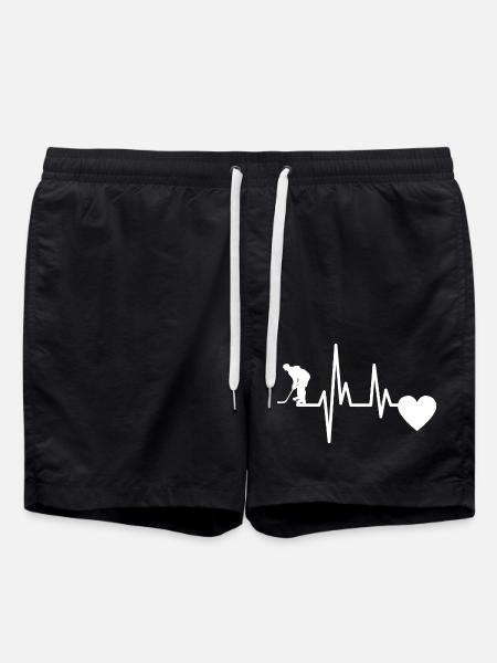 Eishockeyteam Herzschlag Wintersport Eishockey - Badeshorts - Schwarz
