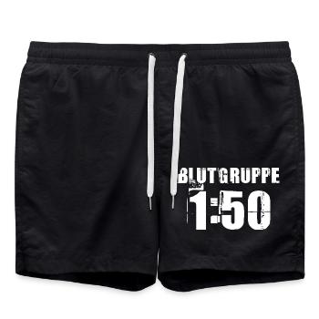 Blutgruppe 1:50 - Zweitakter Oldtimer DDR - Badeshorts - Schwarz - Vorne - AI Model Male 185 light (185cm)