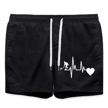 Tennis Ball ECG Tennis Heartbeat Tennis Lovers - Swim Trunks - black - Front - AI Model Male 185 light (185cm)