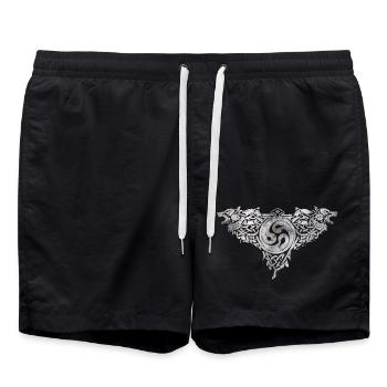Odhins Wölfe - Geri und Freki - Badeshorts - Schwarz - Vorne - AI Model Male 185 light (185cm)