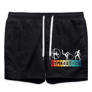 Gymnast Retro Sunset Women Floor Gymnastics - Swim Trunks - black - Front - AI Model Male 185 light (185cm)