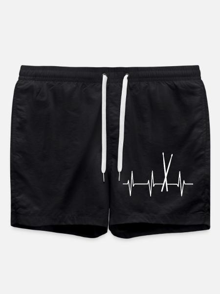 Drumsticks Herzschlag Schlagzeug EKG - Badeshorts - Schwarz