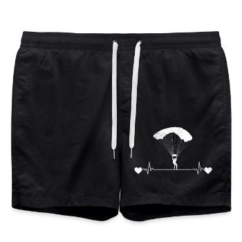 Paragleiter EKG Gleitschirm Herzschlag Paragliding - Badeshorts - Schwarz - Vorne - AI Model Male 185 light (185cm)