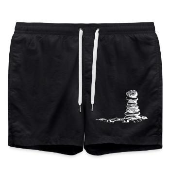 Méditation Pierres de yoga en parfait équilibre - Short de bain - noir - Devant - AI Model Male 185 light (185cm)