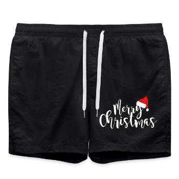 Merry Christmas - Fröhliche Weihnachten - Swim Trunks - black - Front - AI Model Male 185 light (185cm)