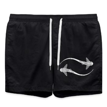 Requins léopards élégants - Triakis semifasciata - Short de bain - noir - Devant - AI Model Male 185 light (185cm)