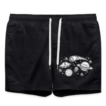 Planètes et extraterrestres, drôle de geek de la science du système solaire - Short de bain - noir - Devant - AI Model Male 185 light (185cm)