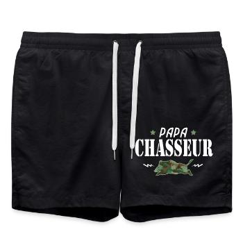 Cadeau papa papa chasseur chasse sanglier - Short de bain - noir - Devant - AI Model Male 185 light (185cm)