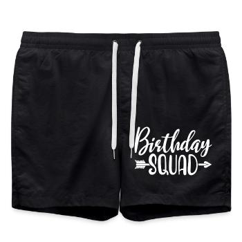 Birthday Squad Matching Group Birthday Party Gift - Swim Trunks - black - Front - AI Model Male 185 light (185cm)