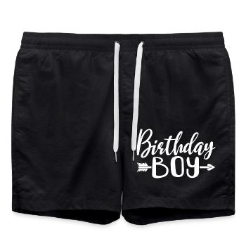 Birthday Boy - Birthday Party Gift For Kids Boys - Swim Trunks - black - Front - AI Model Male 185 light (185cm)