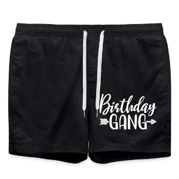 Anniversaire Gang Matching Groupe Fête d’Anniversaire Cadeau - Short de bain - noir - Devant - AI Model Male 185 light (185cm)