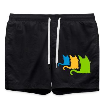 3 colorful little cats - Swim Trunks - black - Front - AI Model Male 185 light (185cm)