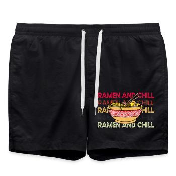 Ramen and Chill - Swim Trunks - black - Front - AI Model Male 185 light (185cm)