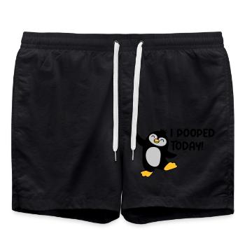 I pooped today Pinguin - Badeshorts - Schwarz - Vorne - AI Model Male 185 light (185cm)