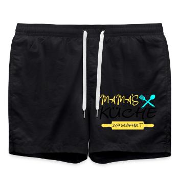 Mamas Küche 24h - Badeshorts - Schwarz - Vorne - AI Model Male 185 light (185cm)