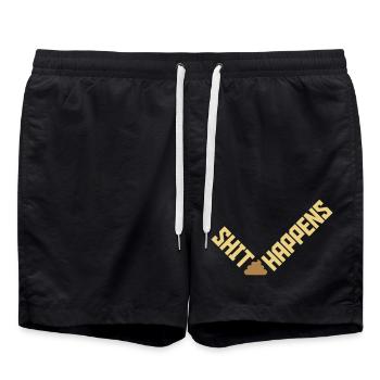 Shit happens Humor Zitat - Badeshorts - Schwarz - Vorne - AI Model Male 185 light (185cm)