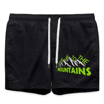 To the mountains quote - Swim Trunks - black - Front - AI Model Male 185 light (185cm)