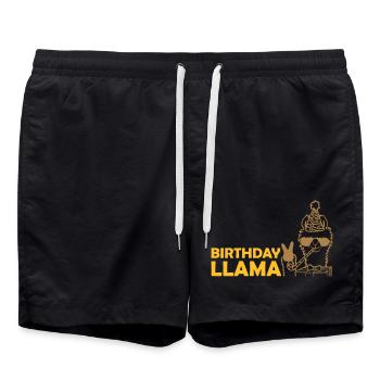 Cool Birthday Llama Sunglasses - Swim Trunks - black - Front - AI Model Male 185 light (185cm)