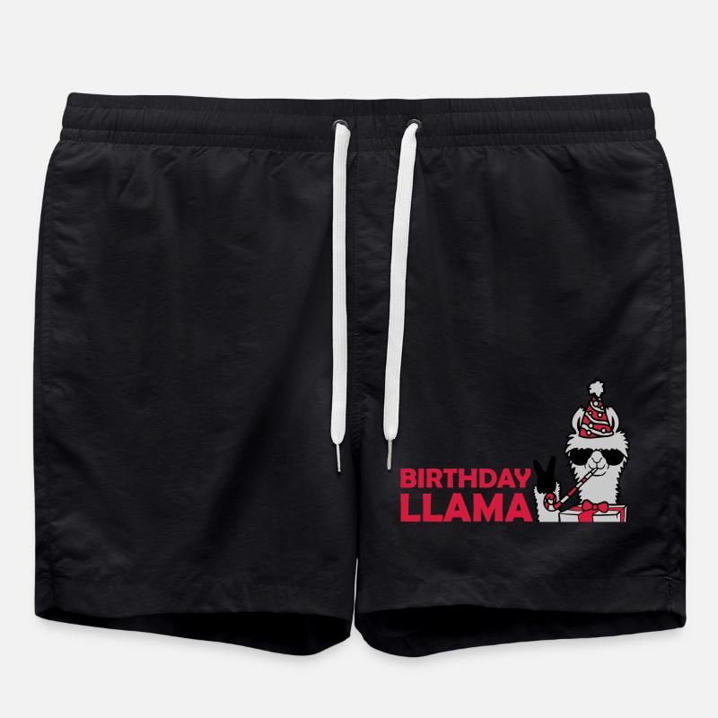 Birthday Llama No Drama - Badeshorts - Schwarz
