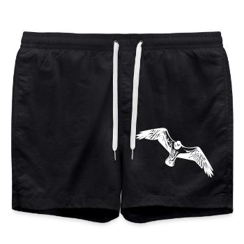 Vintage Seagull in Flight - Swim Trunks - black - Front - AI Model Male 185 light (185cm)