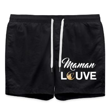 maman louve pleine lune 2 - Short de bain - noir - Devant - AI Model Male 185 light (185cm)