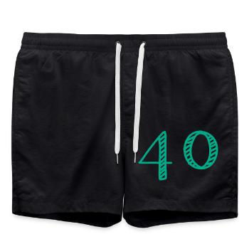 40 YEARS. 40th ANNIVERSARY. ANNIVERSARY 40 YEARS. 40 - Swim Trunks - black - Front - AI Model Male 185 light (185cm)