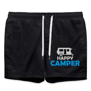 Happy Camper Wohnmobil fahren - Badeshorts - Schwarz - Vorne - AI Model Male 185 light (185cm)