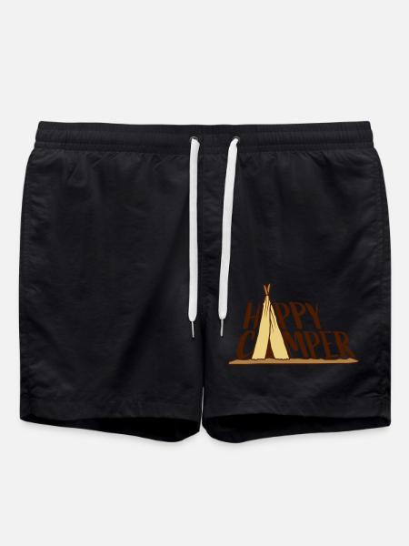 Happy Camper Tent Design - Swim Trunks - black