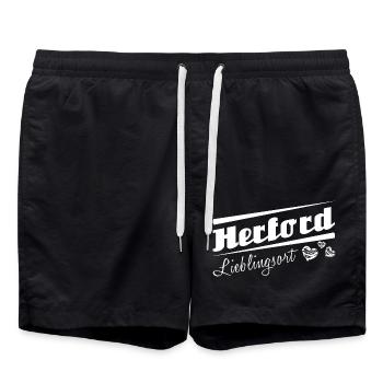 Herford - Lieblingsort mit Stadtnamen - Badeshorts - Schwarz - Vorne - AI Model Male 185 light (185cm)