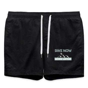 Vélo maintenant - travailler plus tard - Short de bain - noir - Devant - AI Model Male 185 light (185cm)
