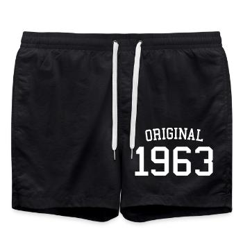 Original 1963, 60 ans, cadeau de 60e anniversaire - Short de bain - noir - Devant - AI Model Male 185 light (185cm)