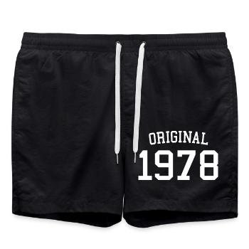 Original 1978 - 44 Jahre alt, Geschenk zum 44. Geburtstag - Badeshorts - Schwarz - Vorne - AI Model Male 185 light (185cm)