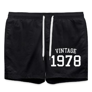 Jahrgang 1978 - 44 Jahre alt, Geschenk zum 44. Geburtstag - Badeshorts - Schwarz - Vorne - AI Model Male 185 light (185cm)