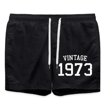 Millésime 1973 - 50 ans, cadeau 50e anniversaire - Short de bain - noir - Devant - AI Model Male 185 light (185cm)