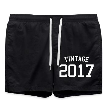 Millésime 2017 - 6 ans, 6ème anniversaire enfants - Short de bain - noir - Devant - AI Model Male 185 light (185cm)